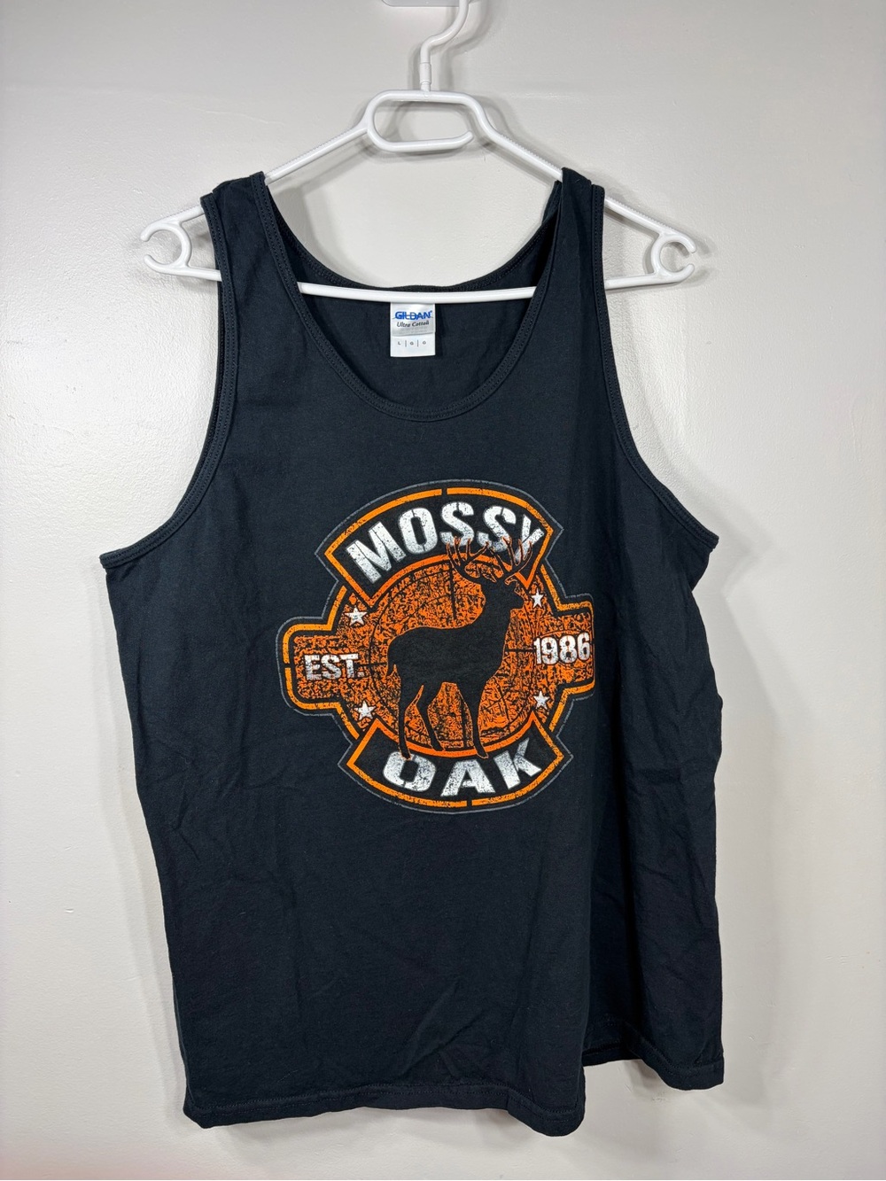 Mossy Oak Deer Graphic Tank Top Black Gildan Men’s Large Hunting Buck